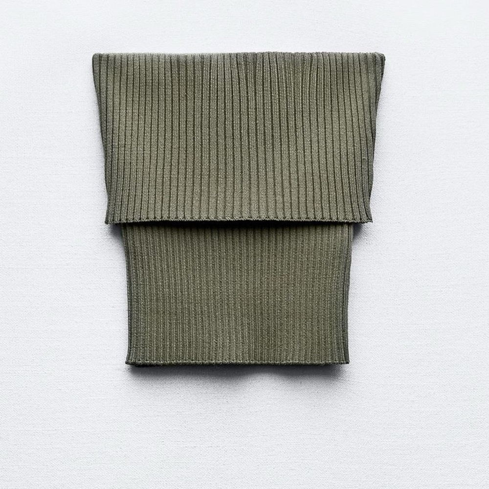 ZARA RIBBED KNIT BANDEAU TOP